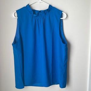 J. Crew Blue Ruffle Collar Top